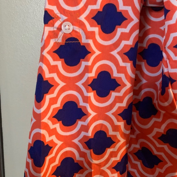 Moroccan Print Dress, Roll tab sleeves, self tie - Picture 4 of 5